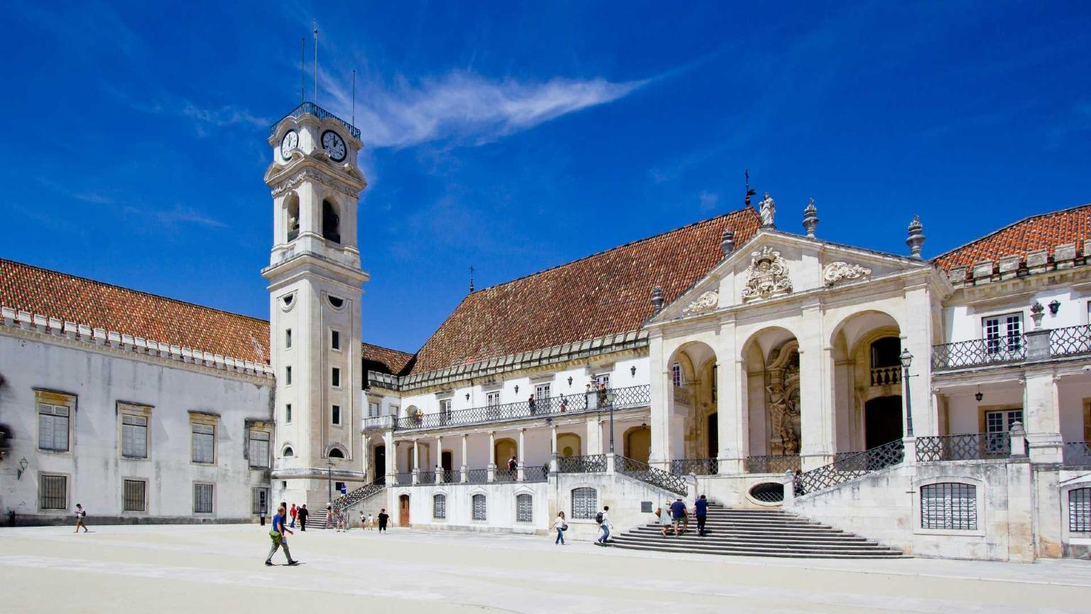 The historic building of the University of Coimbra, one of the oldest universities in Europe.