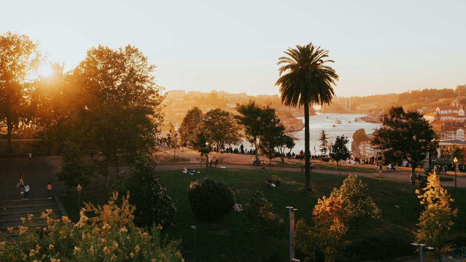 Image of the Jardim do Morro viewpoint at sunset