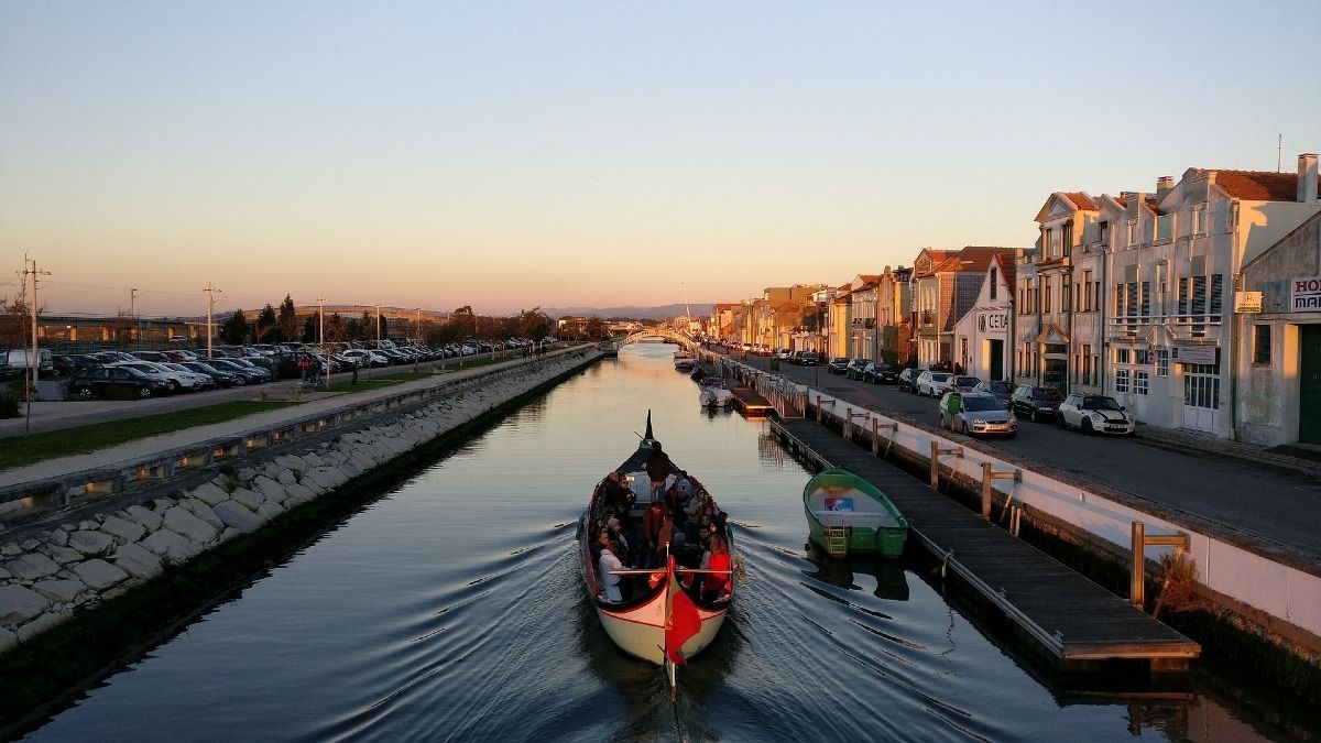 Passeio de barco no Moliceiro ao pôr do sol no nosso Tour Privado Aveiro e Coimbra | Cooltour Oporto