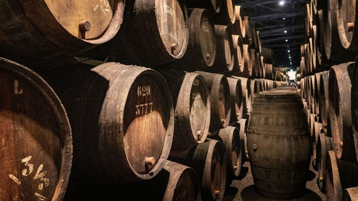 Visite d'une cave à vin de Porto avec d'anciens tonneaux de porto lors de notre visite privée de la ville de Porto | Cooltour Oporto