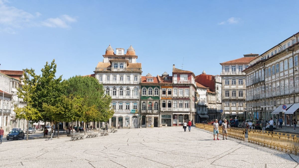 Largo do Toural, one of Guimarães' main squares and the traditional gateway to the historic centre.