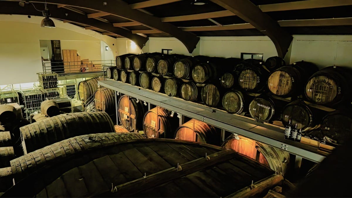 Barriles antiguos de Vino de Oporto en la Quinta de Santa Eufémia durante una visita y cata en una bodega durante un tour guiado por el Valle del Duero con Cooltour Oporto