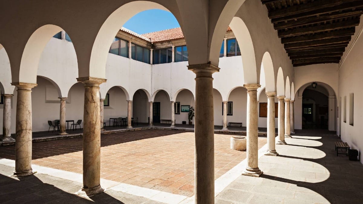 Una vista contemporánea de uno de los departamentos de la Universidad de Évora, que combina el patrimonio clásico con los espacios académicos modernos.