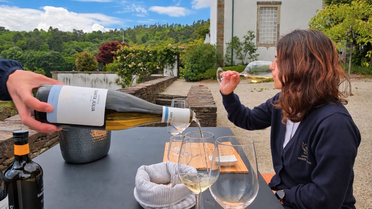 Taste wines produced on the estate while overlooking the Douro Valley