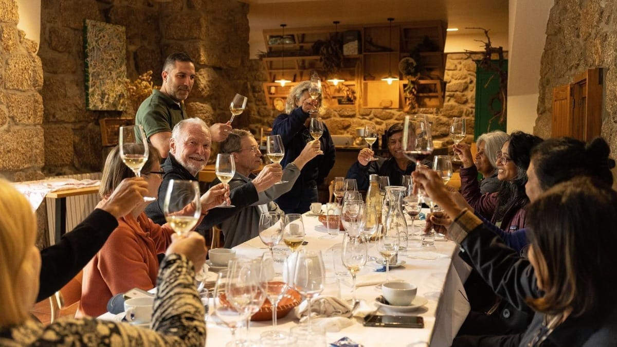 Visitantes a desfrutar Vinho Verde | Cooltour Oporto