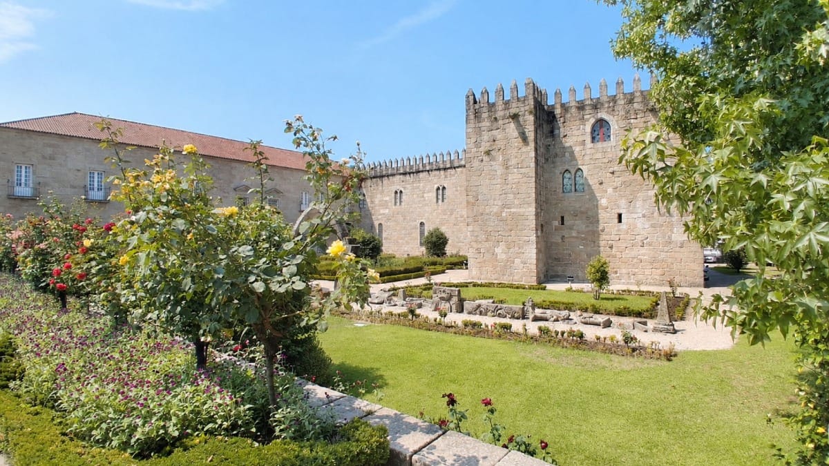 View of the medieval wing of Braga's Archbishop's Palace, one of the city's most important historic monuments.