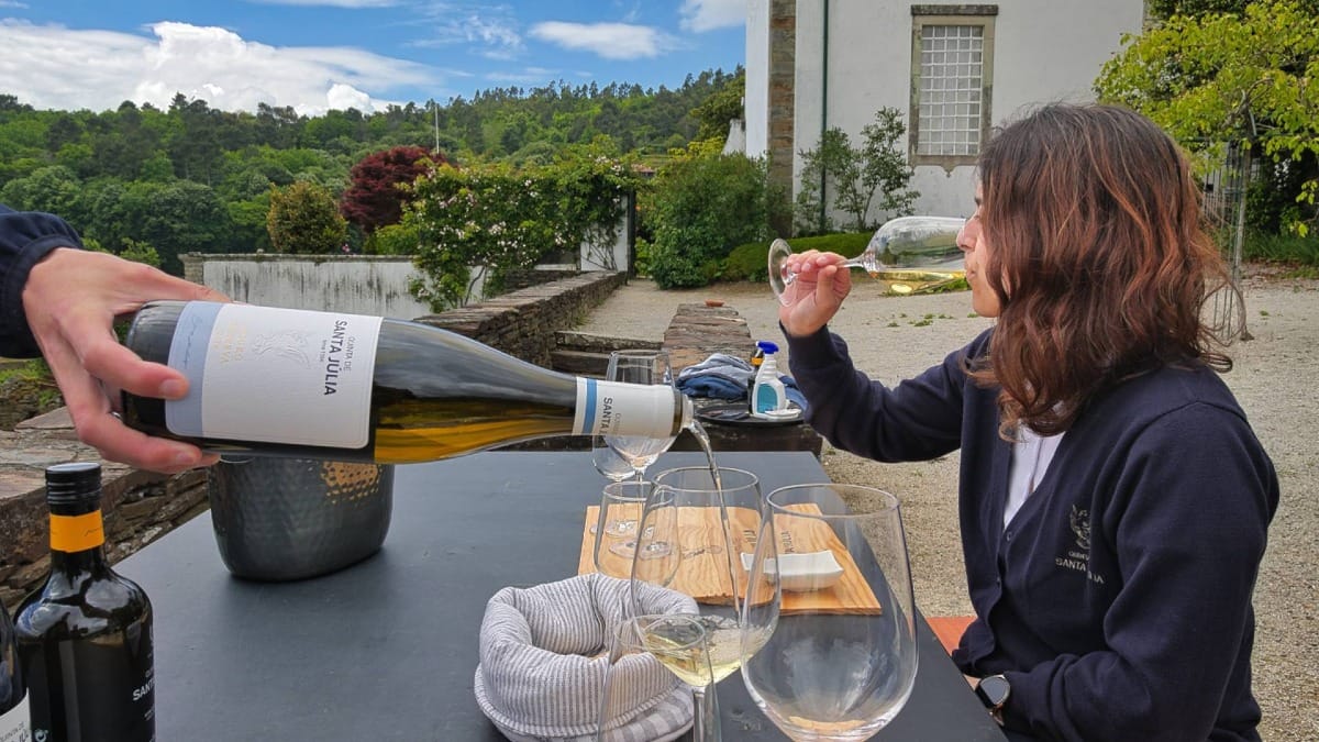 Taste wines produced on the estate while overlooking the Douro Valley
