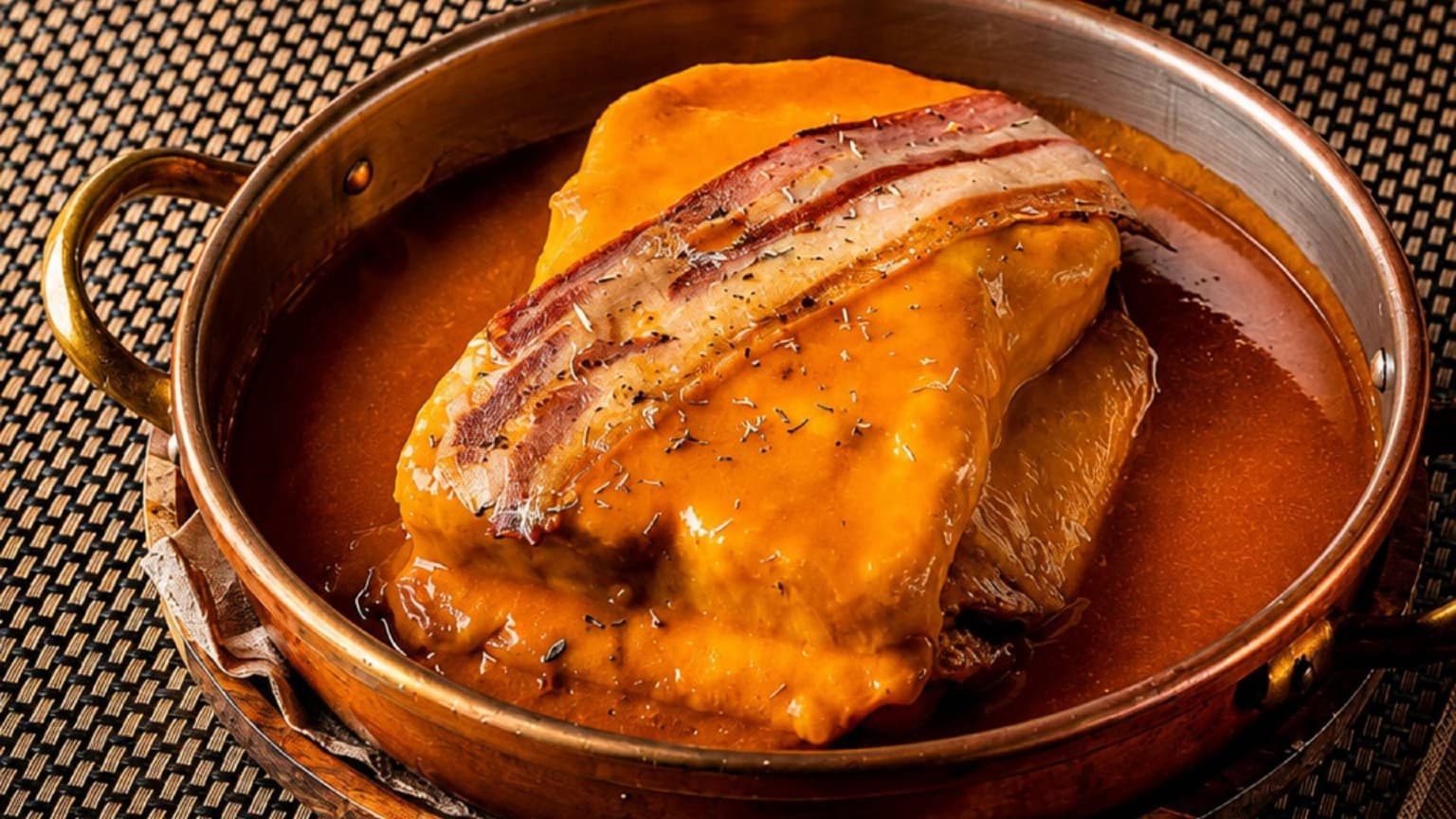 Plant-based Francesinha served at Guará Restaurant & Bakery in Vila Nova de Gaia near Porto