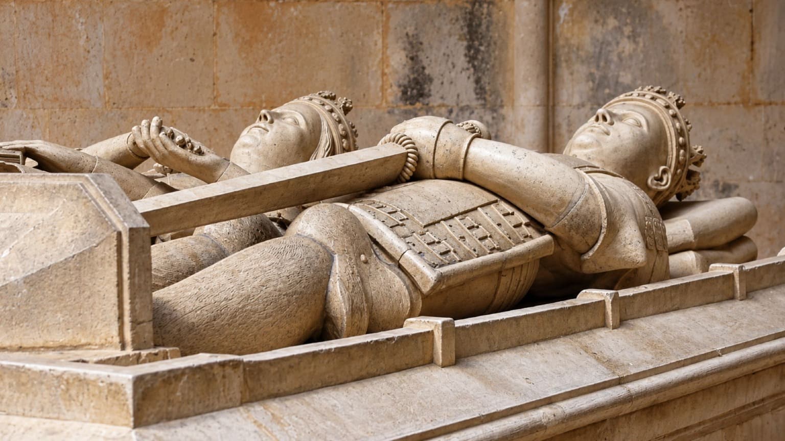 Túmulo de D. João I e D. Filipa de Lencastre no interior do Mosteiro da Batalha