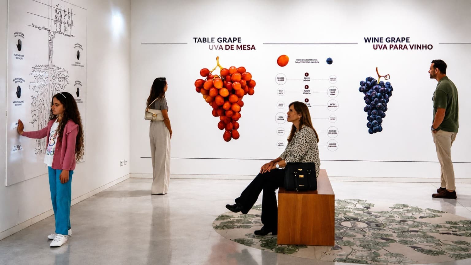 Visitantes a explorar o museu The Wine Experience no WOW, em Vila Nova de Gaia