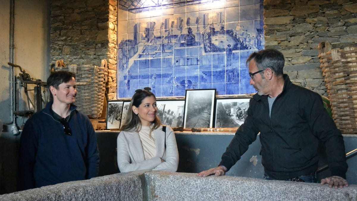 Sala tradicional de pisado de uvas en una bodega familiar durante un tour guiado por el Valle del Duero desde Oporto con Cooltour Oporto