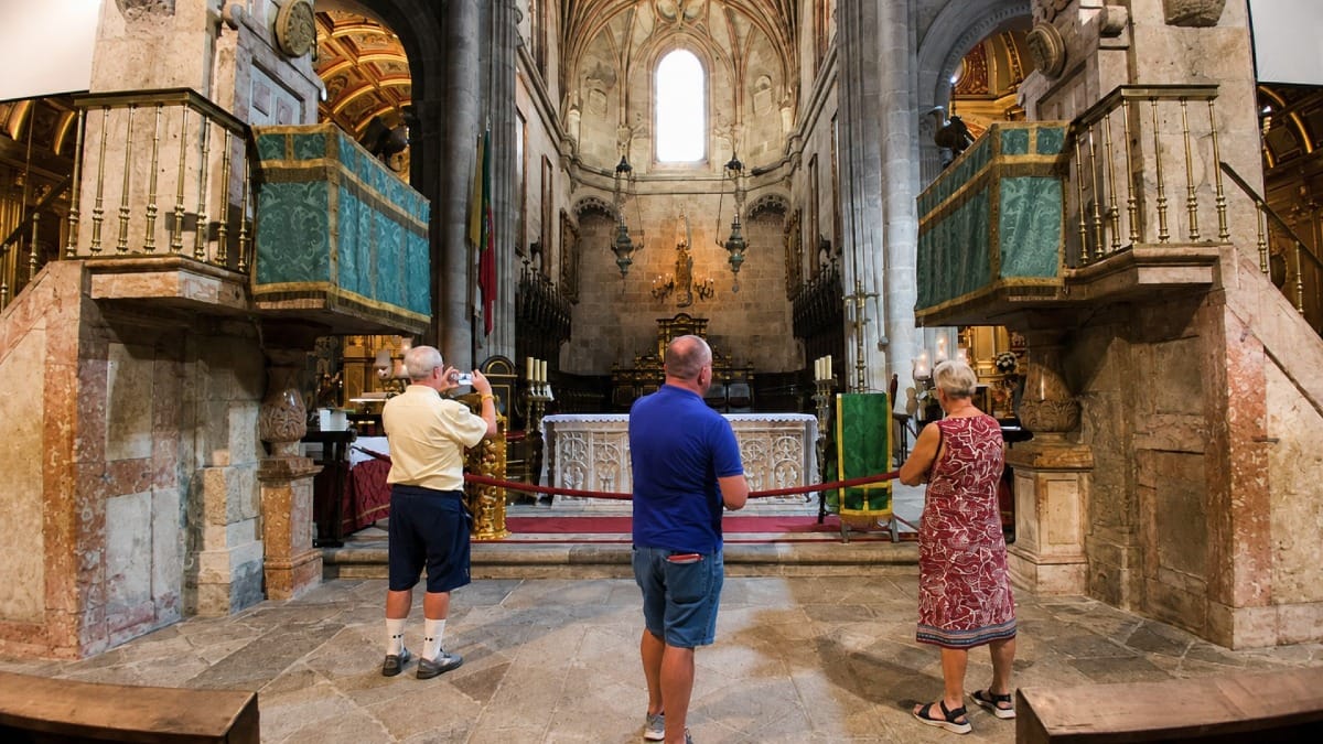 Guests exploring the magnificent interior of Braga Cathedral with their local guide.